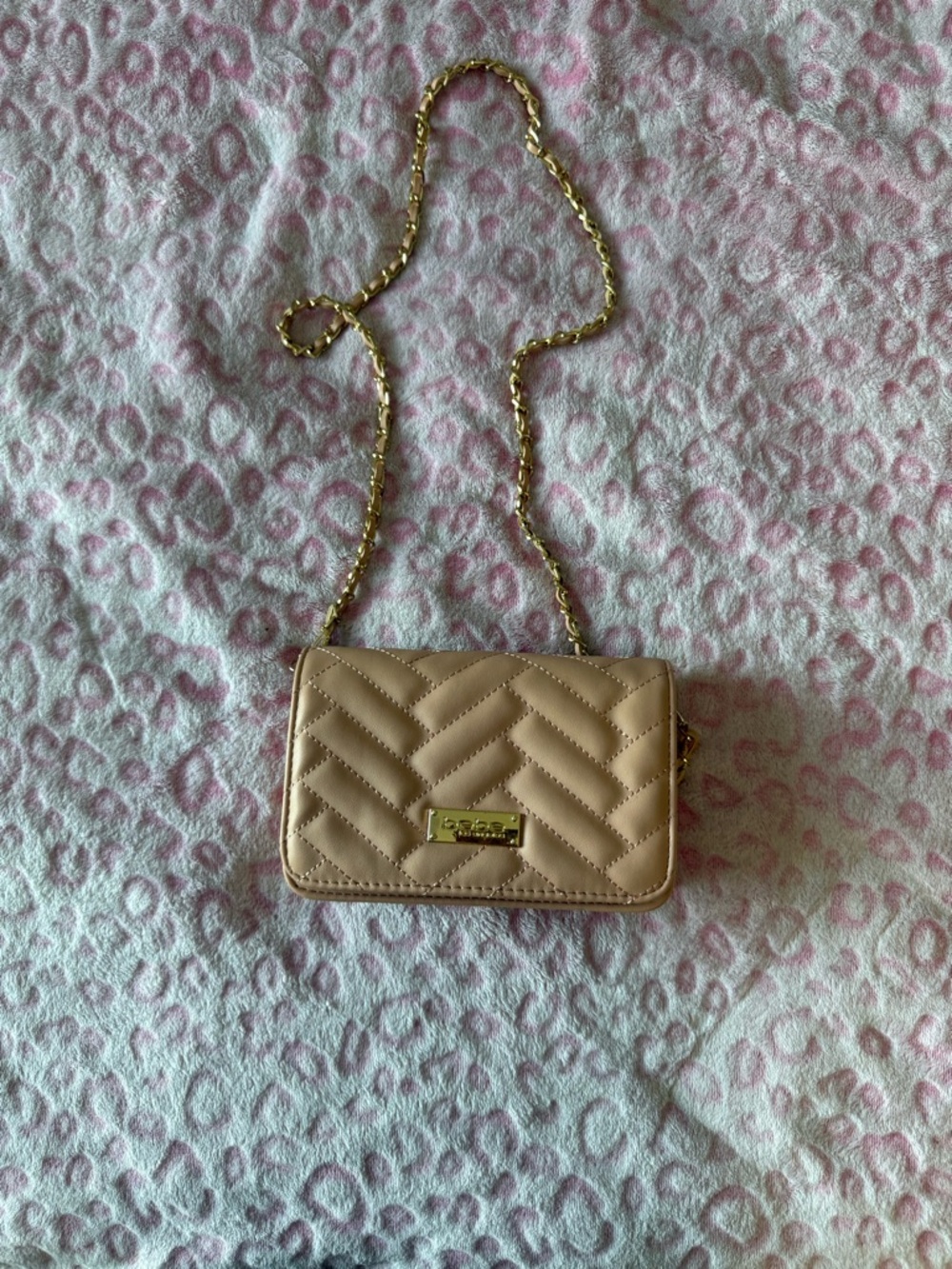 bebe Quilted Chevron Crossbody - Blush